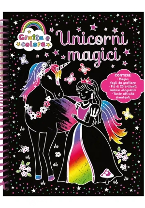 Unicorni Magici. Gratta E Colora. Ediz. A Spirale fronte