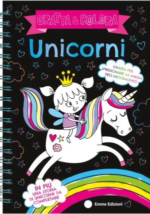 Unicorni. Gratta E Colora. Ediz. A Colori. Ediz. A Spirale fronte