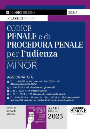 Codice Penale E Proc.penale Minor 33ed. fronte