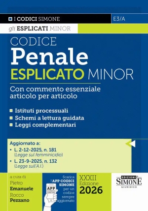 Codice Penale Esplicato Minor 32ed.2026 fronte