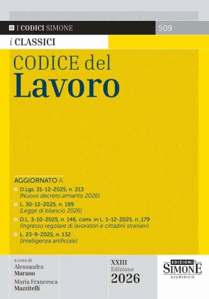 Codice Del Lavoro 23ed. 2026 fronte