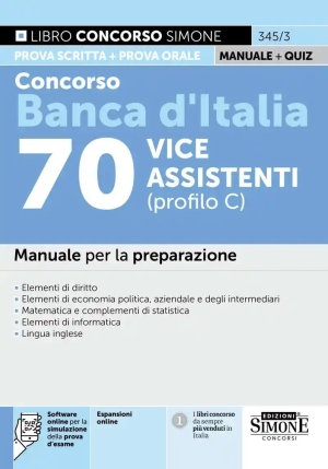 70 Vice Assistenti Profilo C - Banca D'italia - Manuale Preparazione fronte