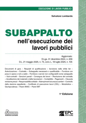 Subappalto Esecuzione Lavori Pubblici fronte