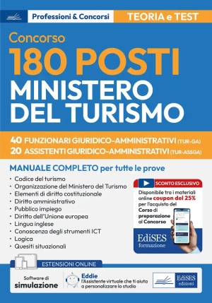 180 Funzionari - Ministero Turismo - Teoria + Quiz - 40 Funzionari fronte