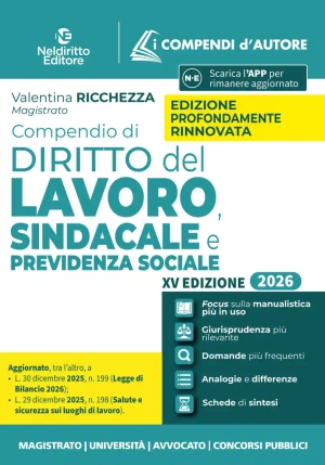 Compendio Diritto Del Lavoro 2026 15ed. fronte