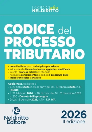Codice Processo Tributario Plus 2026 2ed fronte