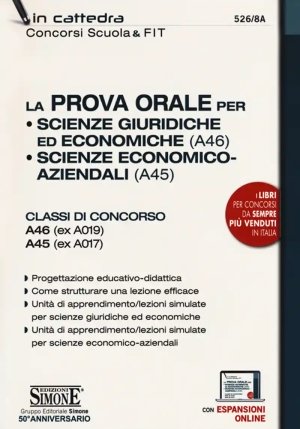 526/8a Prova Orale Per Scienze Giur Ed Econ (a46), Scienze Ec Azi (a45). A46 Ex A019 A45 Ex A017 fronte