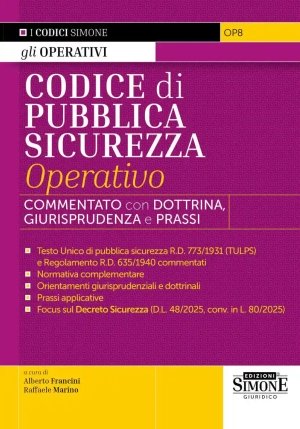 Codice Pubblica Sicurezza Operativo 2025 fronte