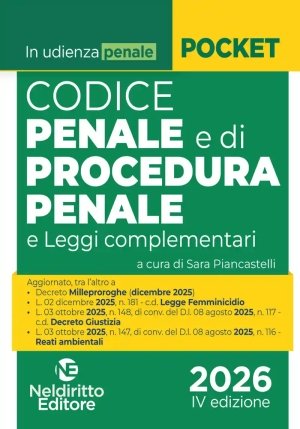 Codice Penale Proc.pen.leggi Compl.2026 fronte