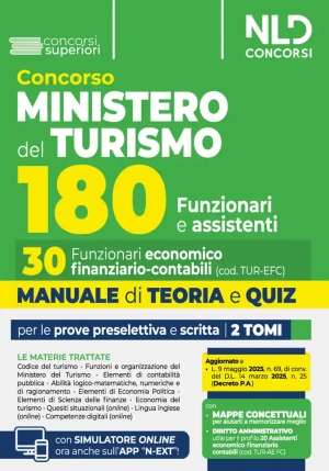 180 Funzionari - Ministero Turismo - Manuale + Quiz fronte