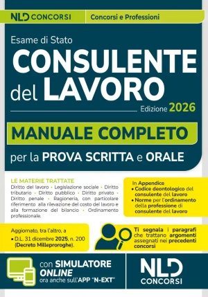 Consulente Del Lavoro Manuale 2026 fronte