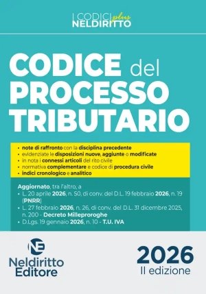 Codice Processo Tributario Plus 2026 2ed fronte
