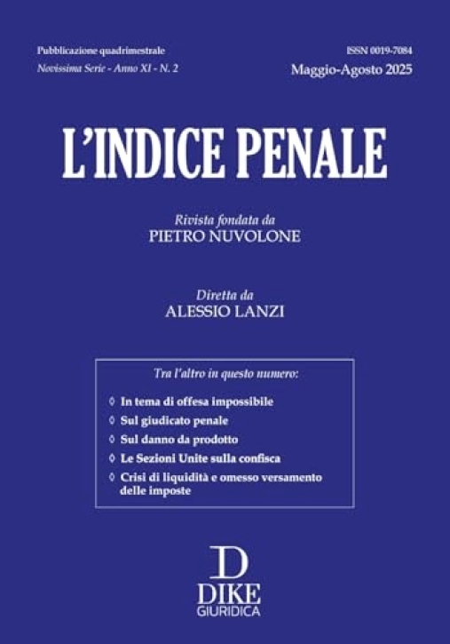 Immagine 0 di Indice Penale 2 2025 Mag-ago