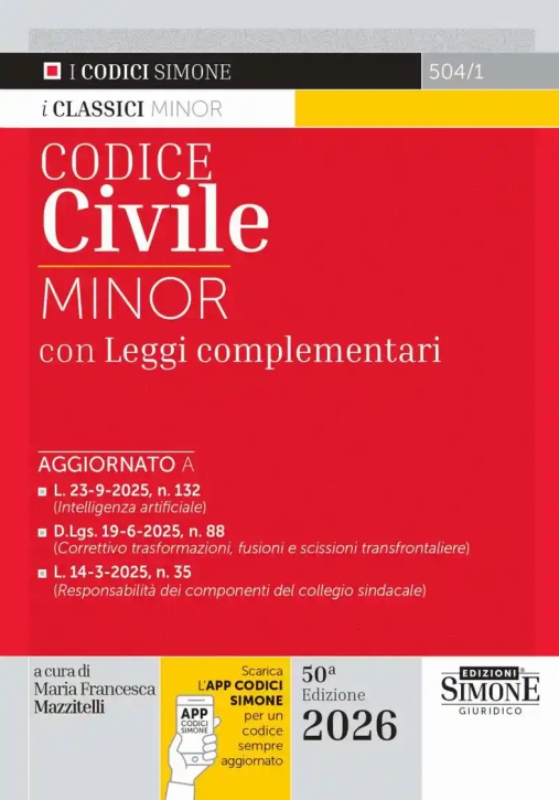 Immagine 0 di Codice Civile Minor 2026 50ed.