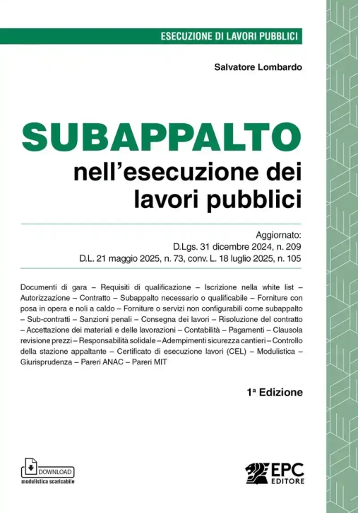 Immagine 0 di Subappalto Esecuzione Lavori Pubblici