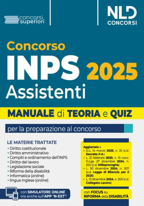 Immagine 0 di Inps - Assistenti 2025 - Manuale Preparazione