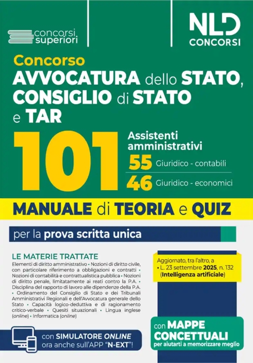 Immagine 0 di 101 Assistenti Amministrativi - Avvocatura E Tar - Teoria + Quiz