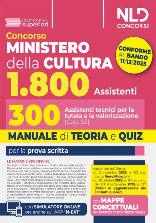 Immagine 0 di 1800 Assistenti - Mic Tutela Patrimonio Culturale - Manuale + Quiz
