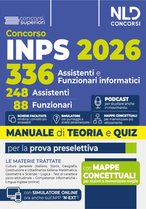 Immagine 0 di 336 Inps - Assistenti E Funzionari - Manuale + Quiz