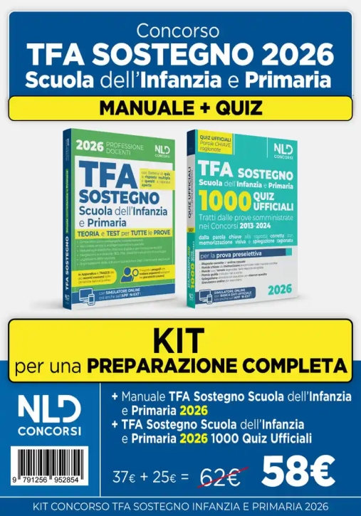 Immagine 0 di Tfa Sostegno - Infanzia E Primaria - Kit 2v Manuale + Quiz Ufficiali