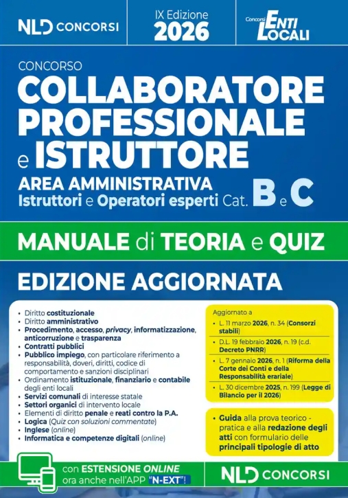 Immagine 0 di Collaboratore Professionale E Istruttore Cat.b/c - Manuale + Test
