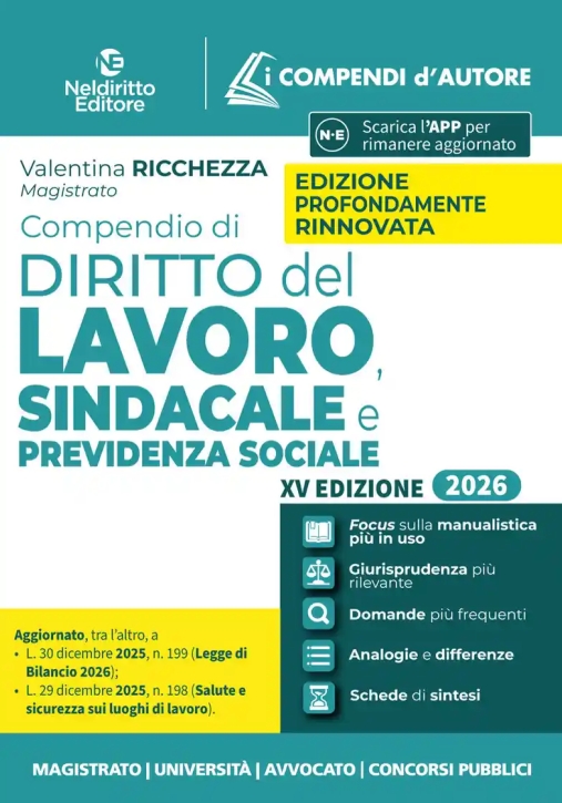 Immagine 0 di Compendio Diritto Del Lavoro 2026 15ed.