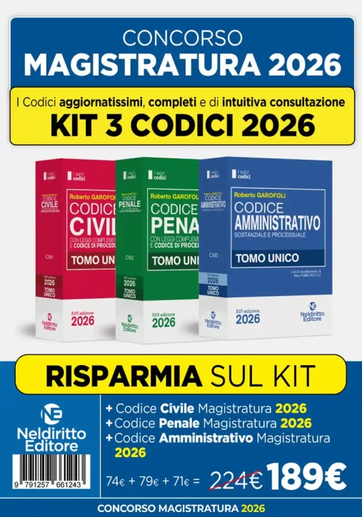 Immagine 0 di Kit 3v - Codici Magistratura 2026