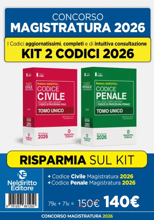 Immagine 0 di Kit 2v - Codici Magistratura - Penale + Civile 2026