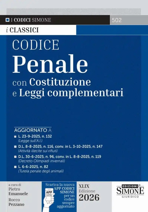Immagine 0 di Codice Penale Leggi Compl. 2026 49ed.