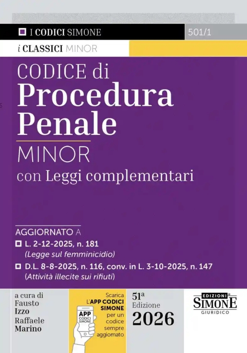 Immagine 0 di Codice Procedura Penale Minor 2026 51ed.