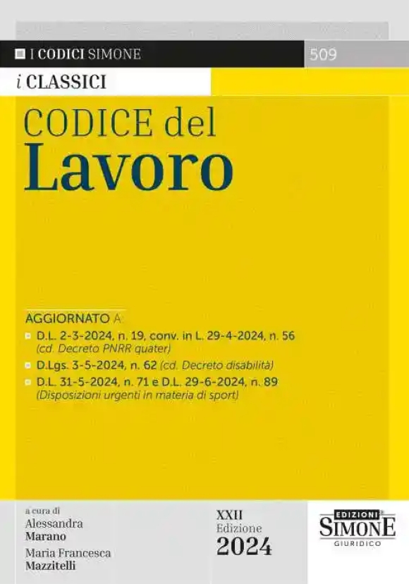 Codice Del Lavoro 22ed. 2024