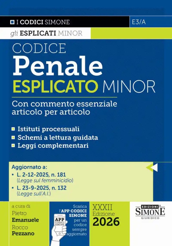 Codice Penale Esplicato Minor 32ed.2026