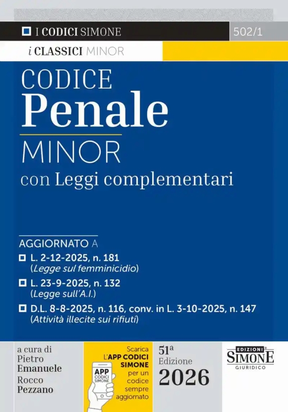 Codice Penale Minor 2026 51ed.