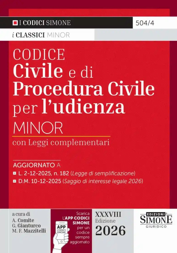 Codice Civile E Proc.civile Minor 2026