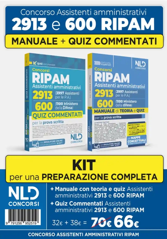 2913 Assistenti - Ripam - Kit 2v Manuale + Quiz Commentati