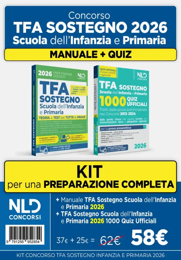 Tfa Sostegno - Infanzia E Primaria - Kit 2v Manuale + Quiz Ufficiali