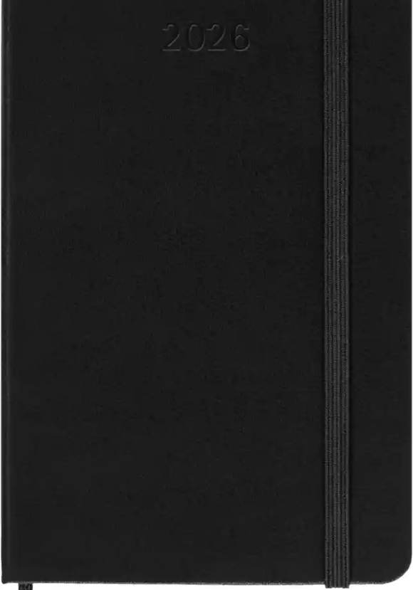 12m Weekly Notebook Pocket Black Hard Cover