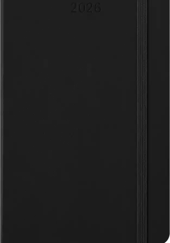 12m Weekly Vertical Large Black Hard Cover