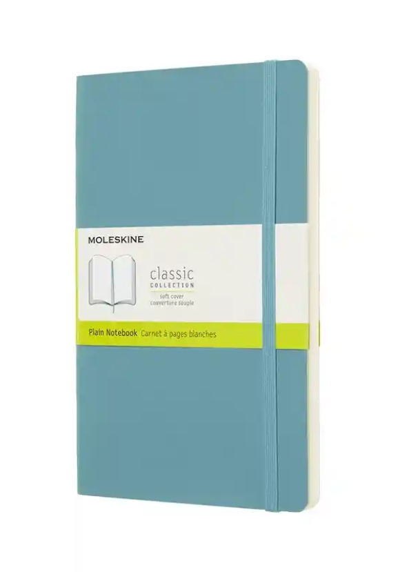 Moleskine Classic Notebook Large Plain Soft Cover Reef Blue