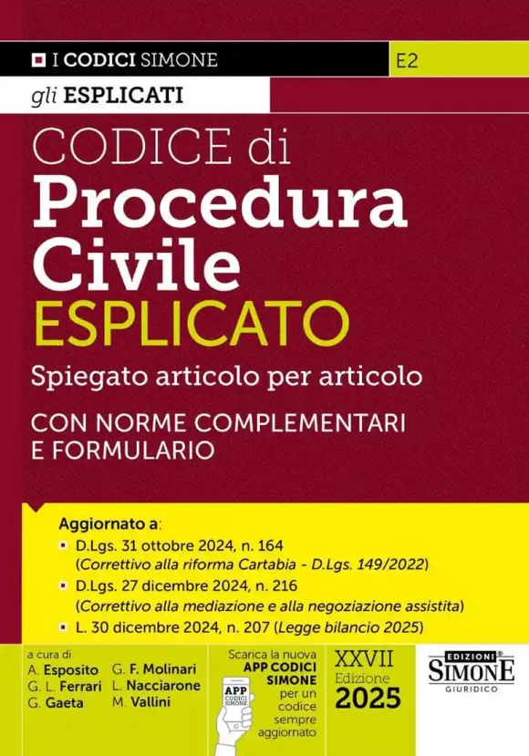 Codice Procedura Civile Esplicato 27ed.