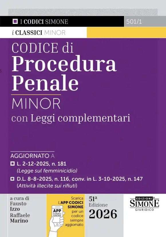 Codice Procedura Penale Minor 2026 51ed.