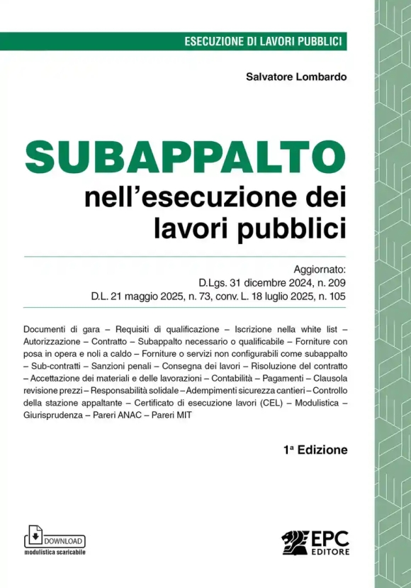 Subappalto Esecuzione Lavori Pubblici