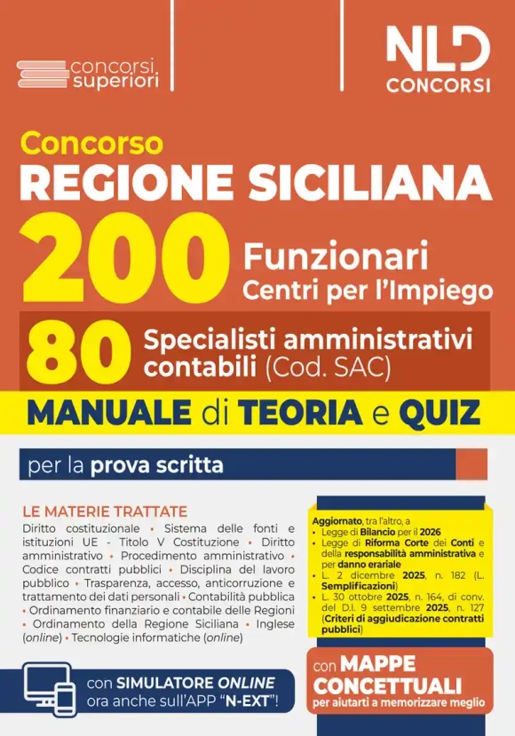 200 Amministrativi Centri Impiego - Regione Sicilia - Teoria + Quiz