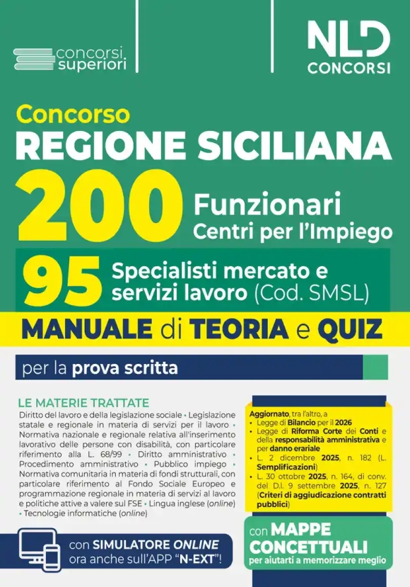 200 Specialisti Centri Impiego - Regione Sicilia - Teoria + Quiz