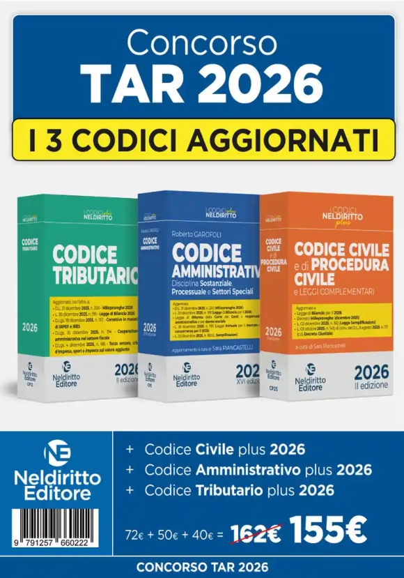 Concorso Tar 2026 - Kit 3v - Codici Plus